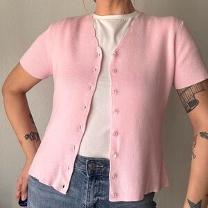 Light pink short sleeve vintage cardigan top